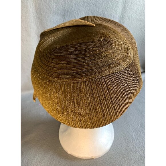 Norman Durand Ladies Brown Metallic Hat Sz 22 Vintage - Picture 4 of 16